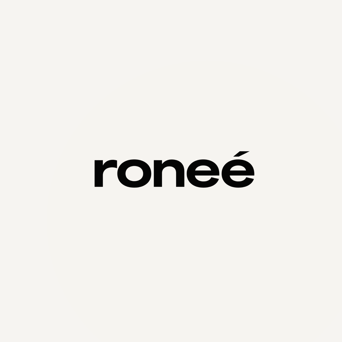 The word 'roneé' appears in a clean black lowercase serif typeface centered on a plain warm off-white background.